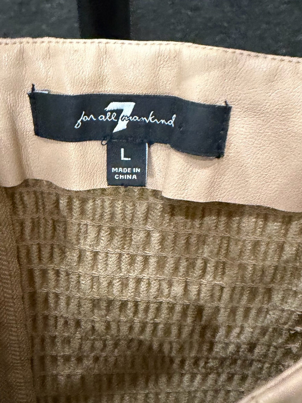 7 For All Mankind Tan Faux Leather Puff Sleeve Mini Dress Size Large - Picture 3 of 13